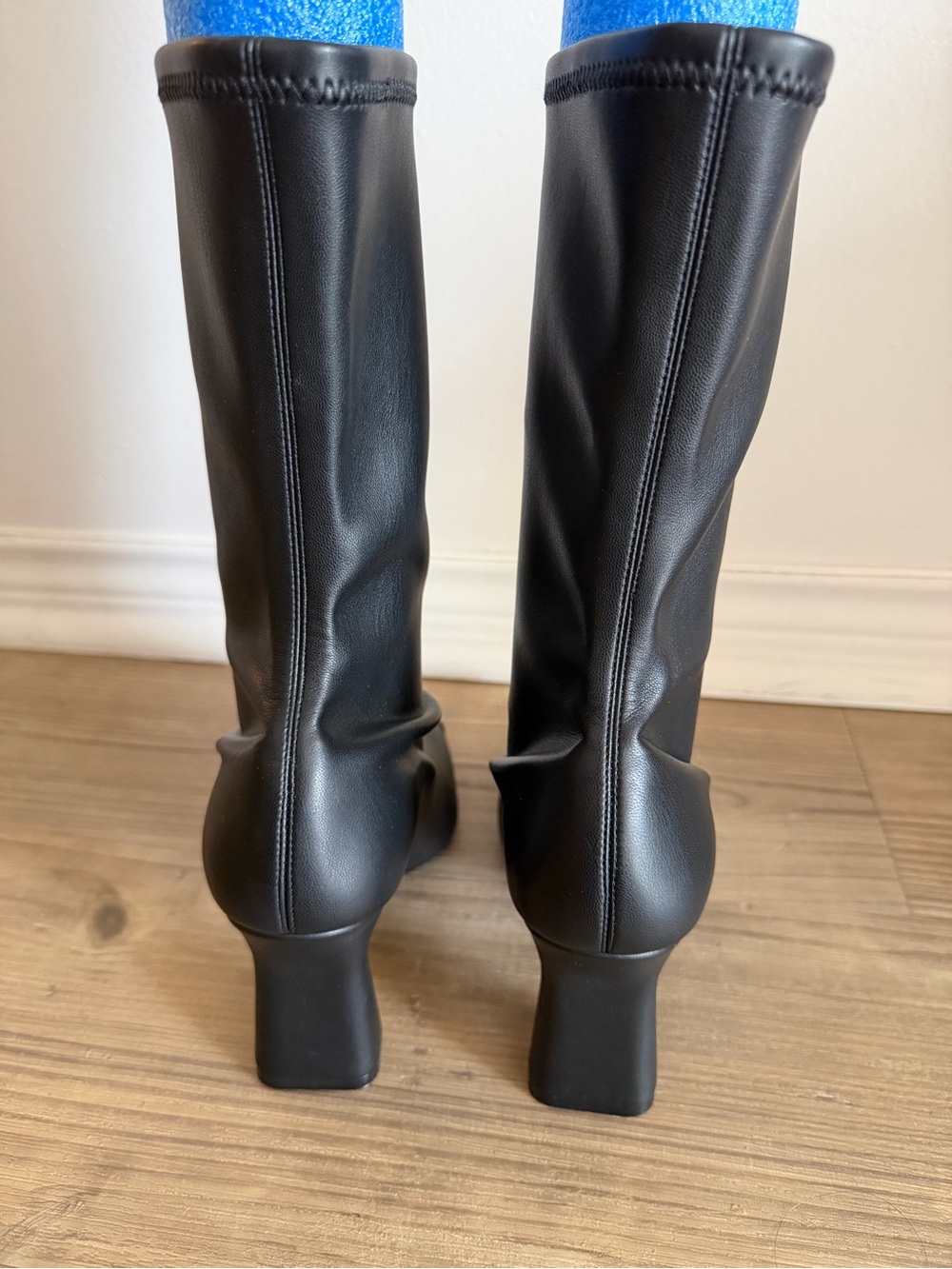 Maria Luca Black Ellia Boots Mid-Calf Heeled Boots with Gold Cap Toe - size 39EU - Picture 2 of 4